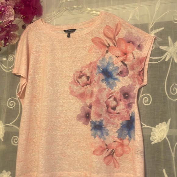 🌺NWOT-Nicole Miller-summer top, size XL, pink with pretty flowers front … - Picture 5 of 6